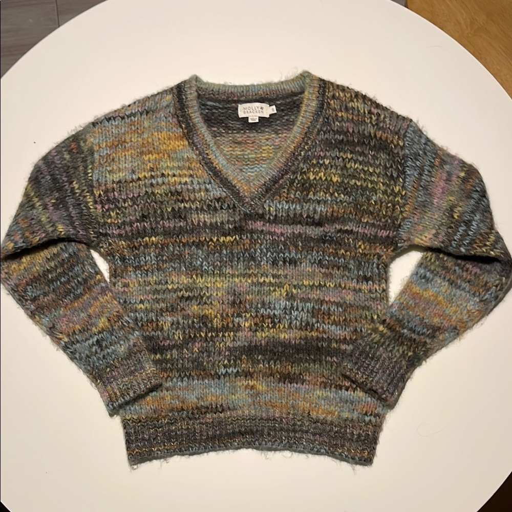 ۵ Molly Bracken Colorful Heather V-Neck Sweater ۵